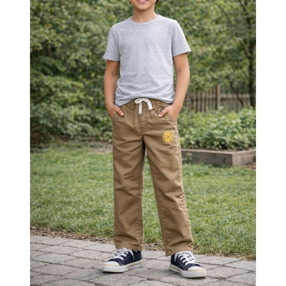 Cat & Jack Boys Brown Khaki Straight Pants Reinforced Knee Size 16 NWT
